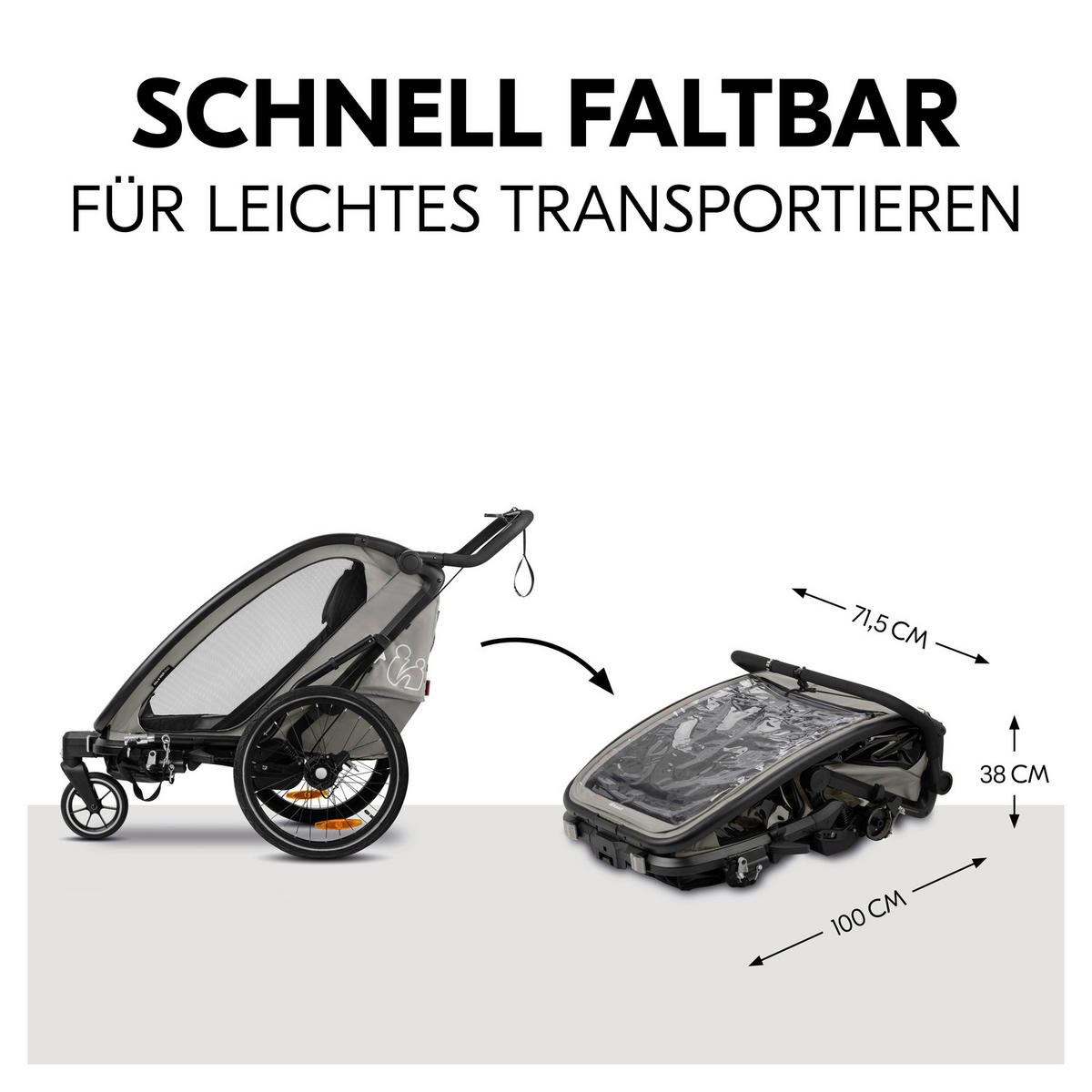 FAHRRADANHÄNGER   Bike N Walk Duo  - Hellgrau, Basics, Kunststoff/Textil (81/107/134cm) - Hauck