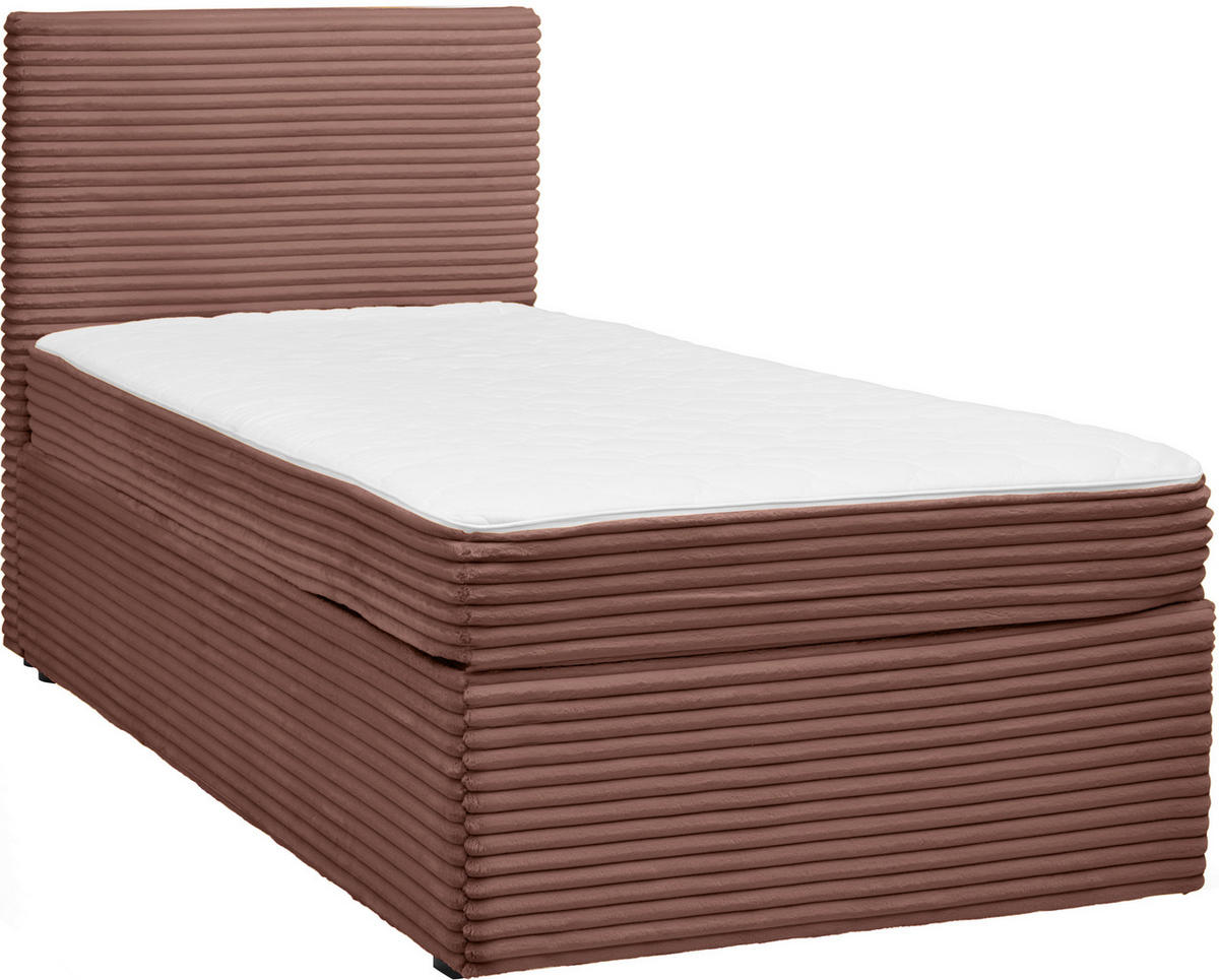 BOXBETT 100/200 cm,  in Altrosa, H3 = fest  - Altrosa/Schwarz, MODERN, Holz/Textil (100/200cm) - MID.YOU