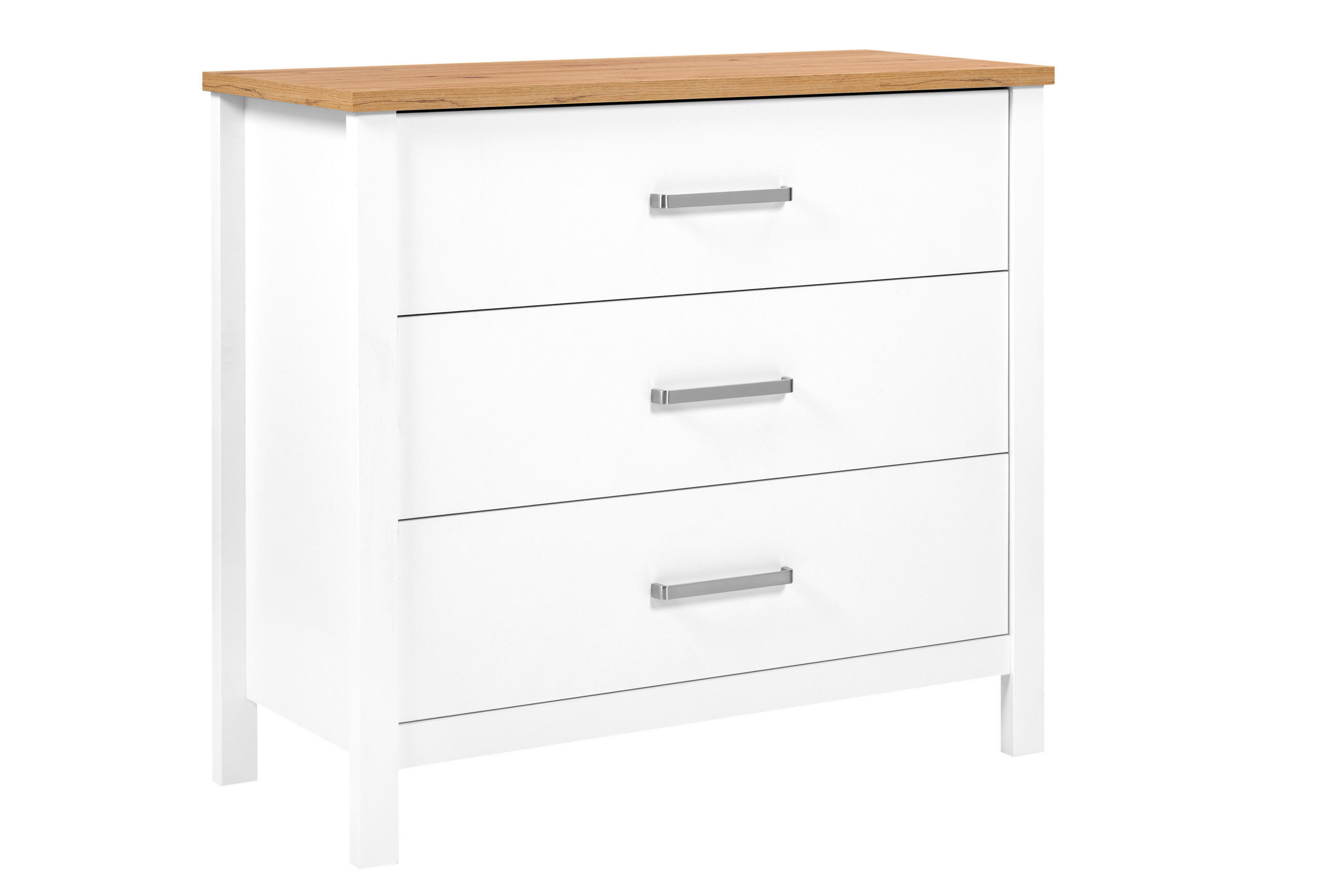 KOMODA   103/92/45 cm   bijela, hrast Artisan  - bijela/srebrne boje, Romantično / ladanjski, drvni materijal/metal (103/92/45cm)