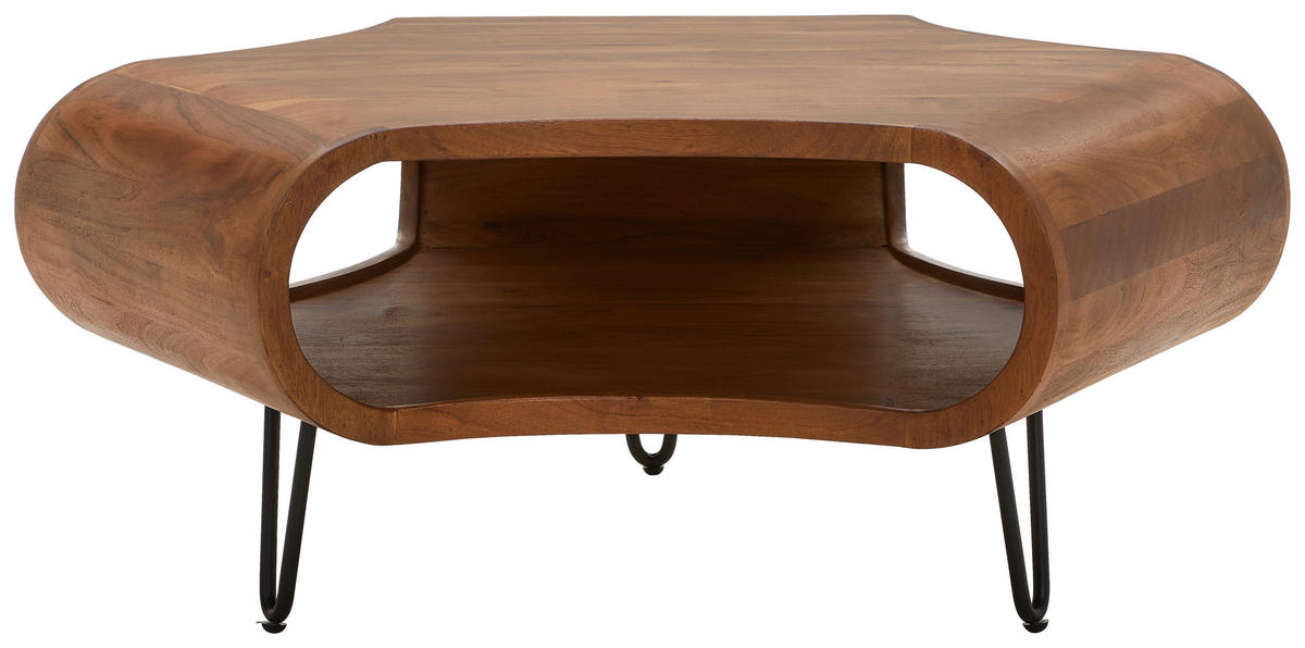 COUCHTISCH Malabo Akazie vollmassiv Freiform Schwarz, Akaziefarben  - Schwarz/Akaziefarben, Design, Holz/Metall (95/39/95cm) - Livetastic