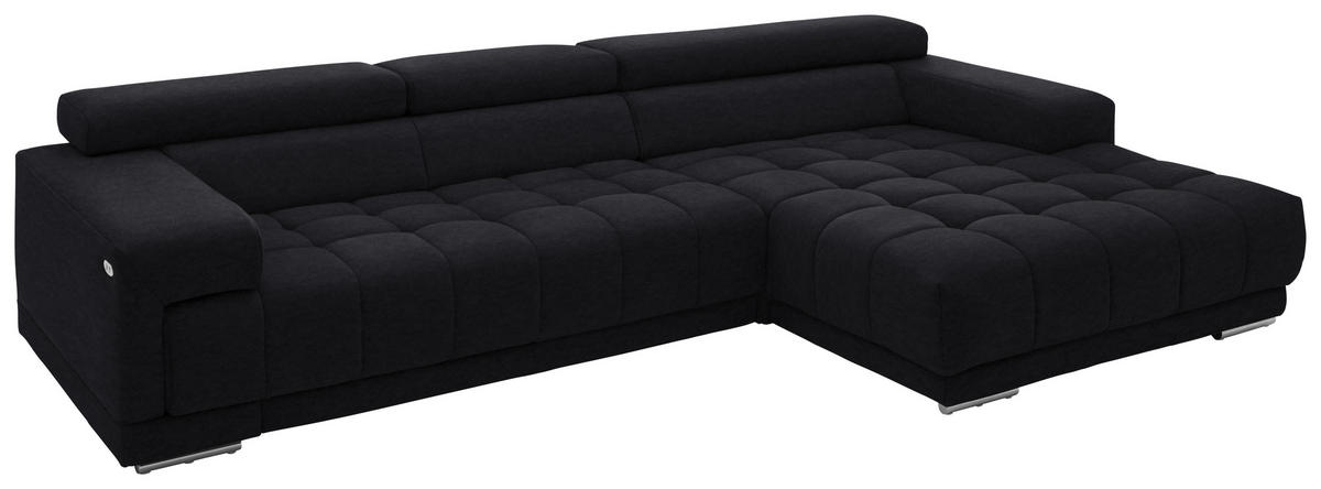 ECKSOFA Mikrofaser Anthrazit  - Anthrazit/Silberfarben, Design, Textil/Metall (335/190cm) - Beldomo Speed