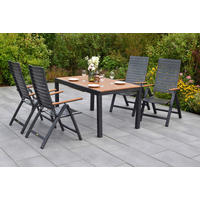 GARTENTISCHGRUPPE Aluminium  - Graphitfarben/Naturfarben, KONVENTIONELL, Kunststoff/Metall - Gardenson