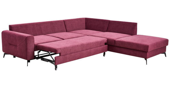 ECKSOFA Bordeaux Chenille  - Bordeaux/Schwarz, KONVENTIONELL, Textil/Metall (275/257cm) - Carryhome