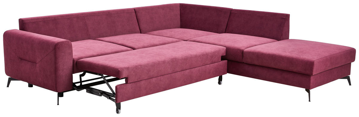 ECKSOFA Bordeaux Chenille  - Bordeaux/Schwarz, KONVENTIONELL, Textil/Metall (275/257cm) - Carryhome