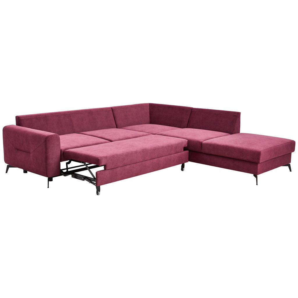 Thumbnail - Carryhome Ecksofa, Bordeaux, Textil, 5-Sitzer, Füllung: Schaumstoff, Silikon, Ottomane rechts, L-Form, 275x257 cm, Made ...
