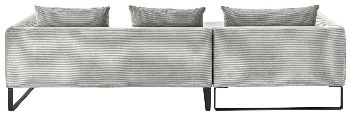 ECKSOFA in Cord Grau  - Schwarz/Grau, Konventionell, Textil/Metall (178/284cm) - Hom`in