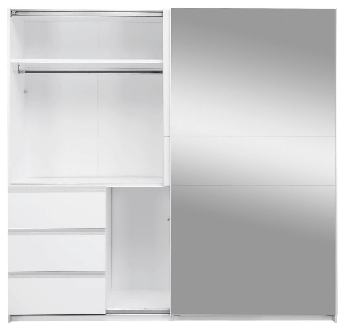SCHIEBETÜRENSCHRANK 215/205/61,5 cm 2-türig  - Weiß, MODERN, Holzwerkstoff/Metall (215/205/61,5cm) - MID.YOU