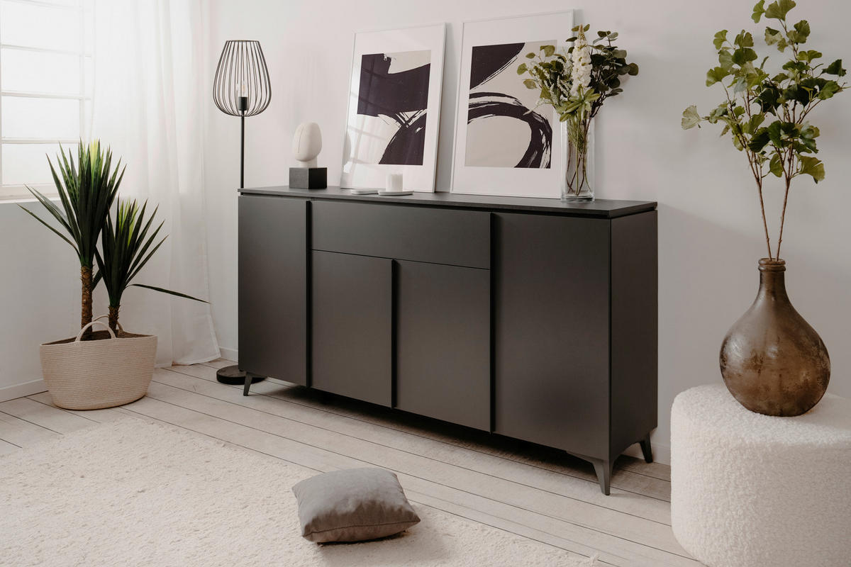 SIDEBOARD  in 177/92/40 cm  - Schieferfarben/Anthrazit, KONVENTIONELL, Holzwerkstoff/Kunststoff (177/92/40cm) - Carryhome