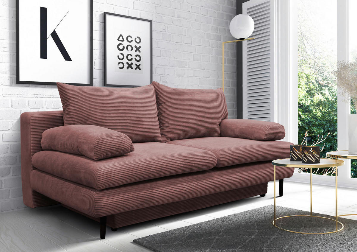 ROZKLÁDACÍ POHOVKA, textil, starorůžová - starorůžová/černá, Design, dřevo/textil (202/85/99cm) - P & B