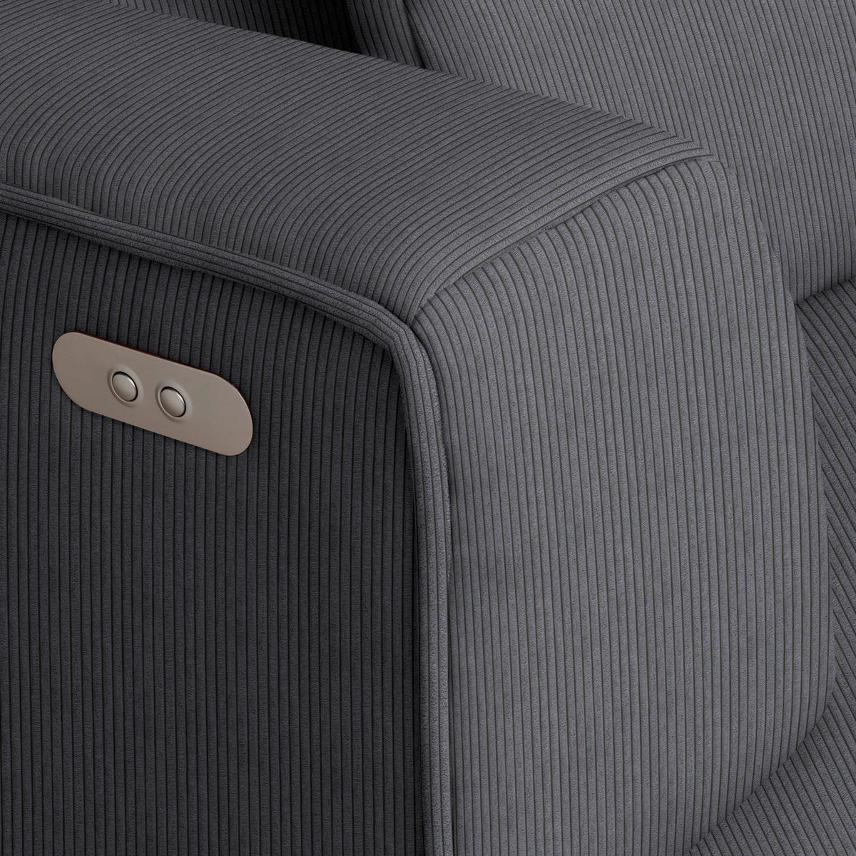 ECKSOFA Feincord Dunkelgrau  - Dunkelgrau/Schwarz, Design, Kunststoff/Textil (188/288cm) - Welnova