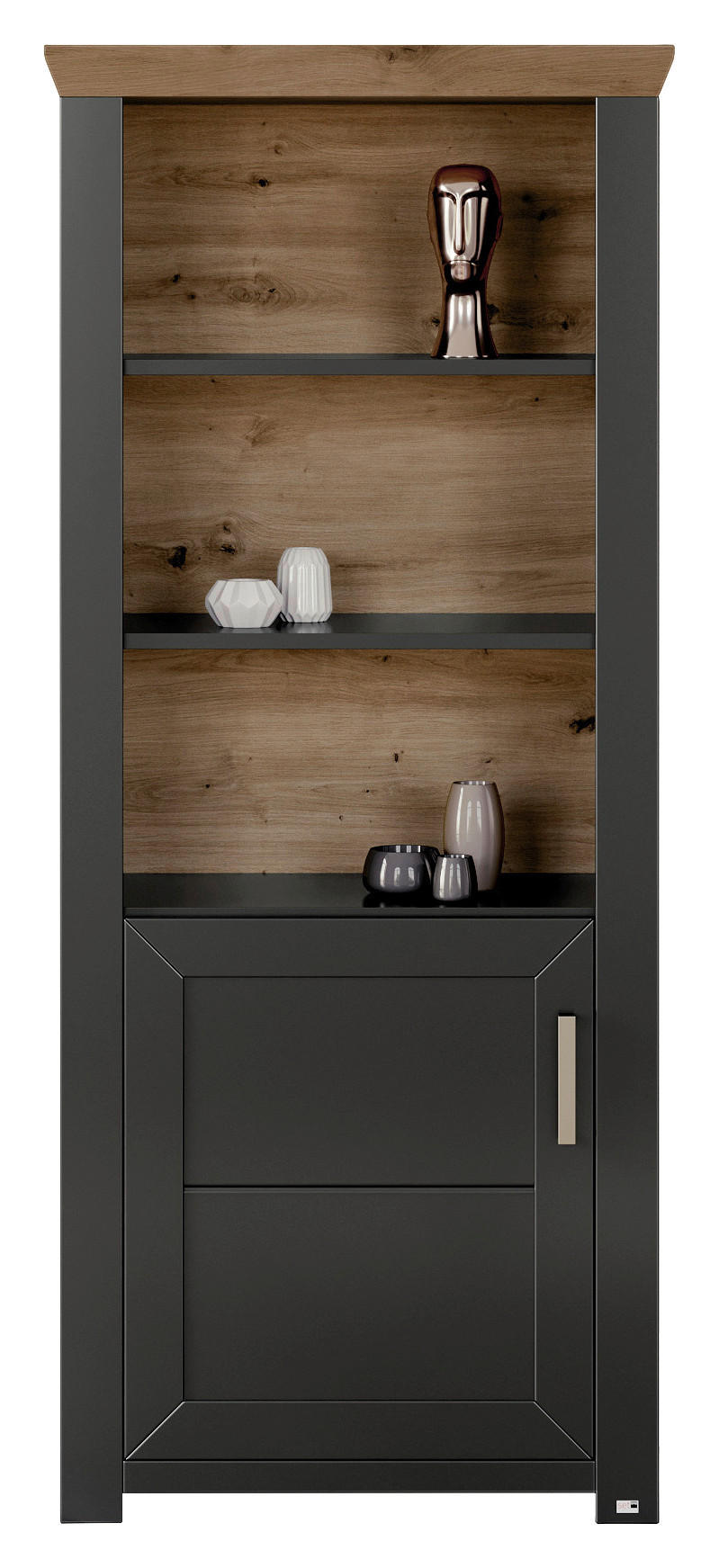 REGAL Graphitfarben, Eiche Artisan  - Graphitfarben/Eiche Artisan, Design, Holzwerkstoff/Metall (74,5/174,6/42,2cm) - SetOne by Musterring