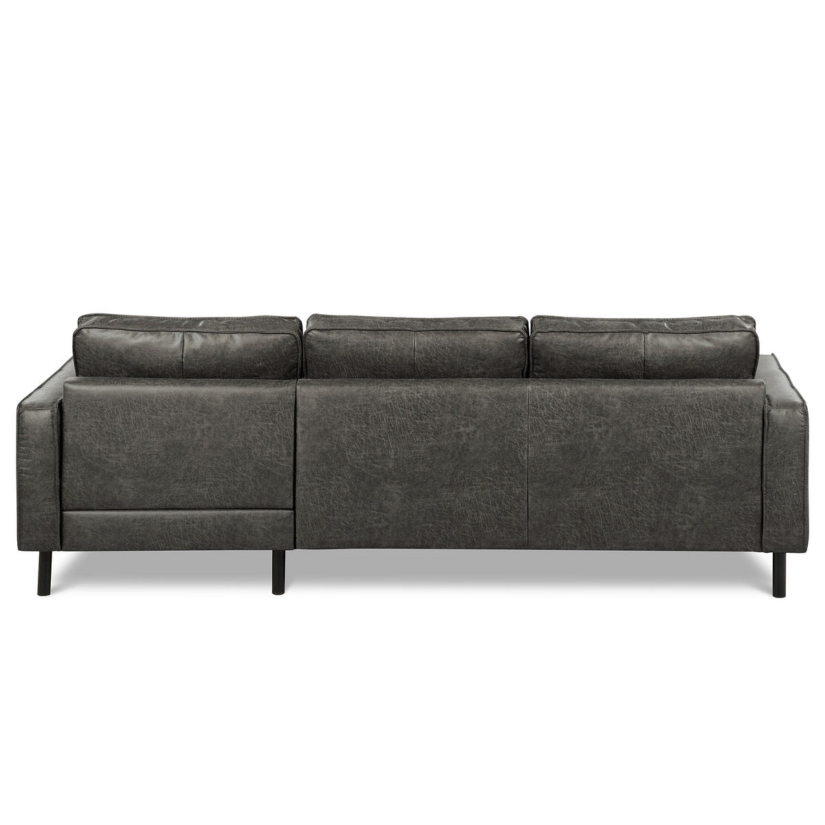 ECKSOFA Dunkelgrau Echtleder Lederlook Rücken echt  - Dunkelgrau/Schwarz, Design, Leder/Textil (166/238cm) - Livetastic
