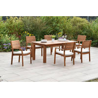 GARTENTISCHGRUPPE  - Beige/Akaziefarben, KONVENTIONELL, Holz/Textil - Gardenson