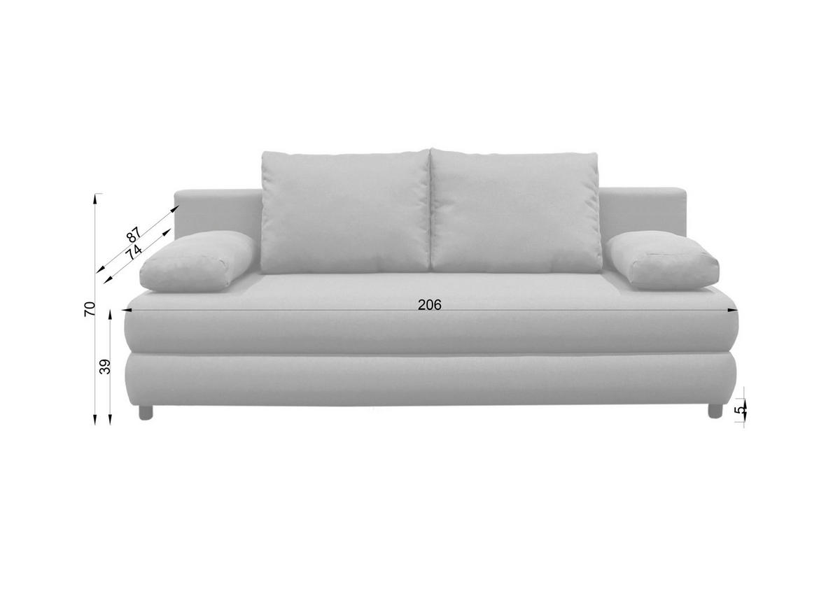 SCHLAFSOFA Webstoff Grau  - Schwarz/Grau, Design, Kunststoff/Textil (200/88/87cm) - P & B