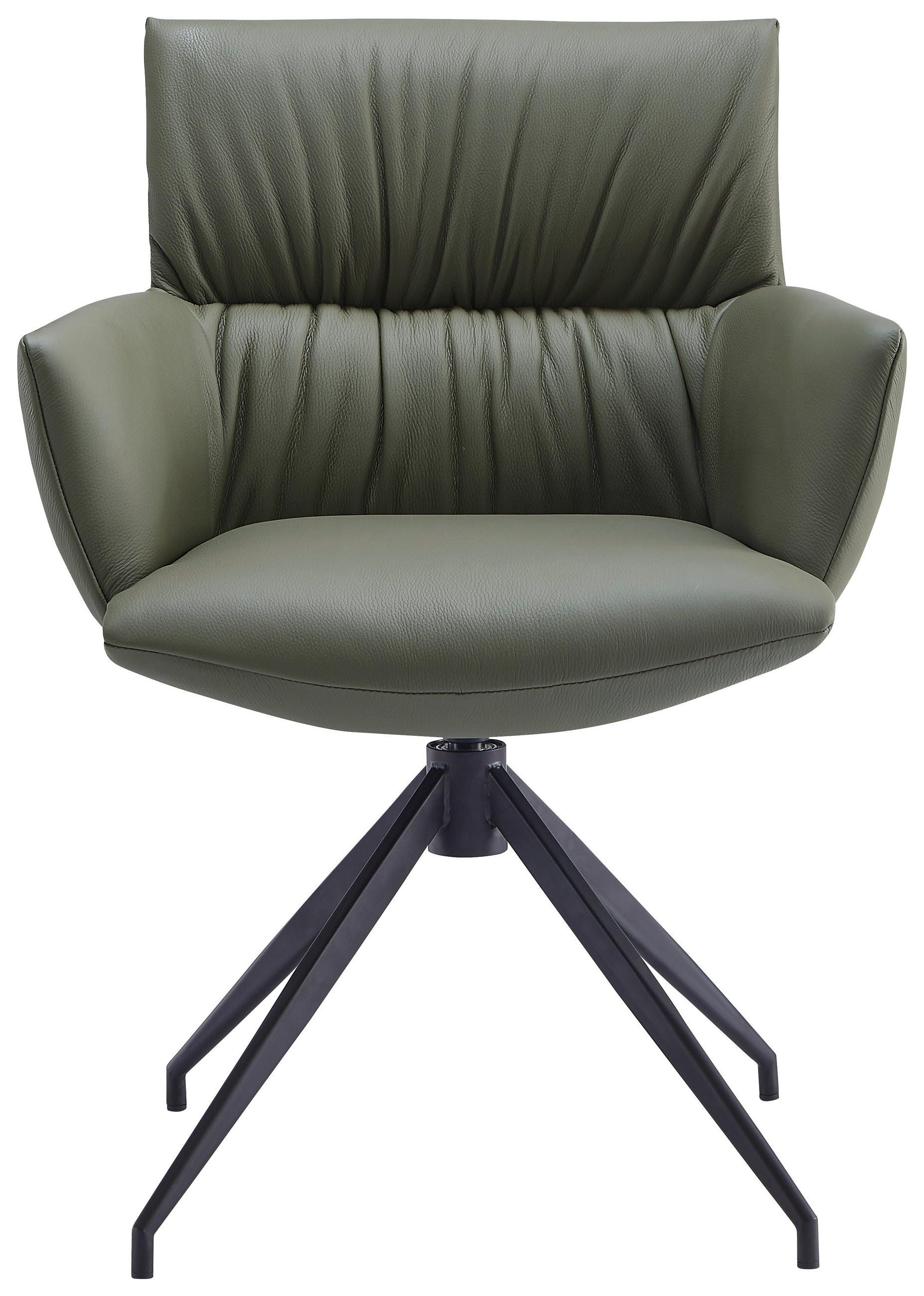 SCAUN CU BRAțE in măsliniu  - măsliniu/negru, Design, metal/piele (64/86/63cm) - Dieter Knoll