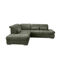 ECKSOFA in Chenille Dunkelgrün  - Chromfarben/Dunkelgrün, Design, Textil/Metall (254/280cm) - Livetastic