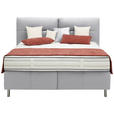 BOXSPRINGBETT 180/200 cm  in Ecru  - Ecru/Alufarben, KONVENTIONELL, Textil/Metall (180/200cm) - Dieter Knoll