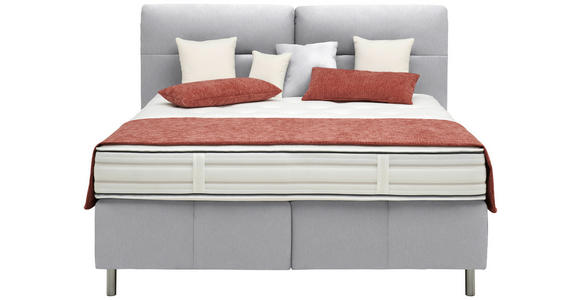 BOXSPRINGBETT 180/200 cm  in Ecru  - Ecru/Alufarben, KONVENTIONELL, Textil/Metall (180/200cm) - Dieter Knoll