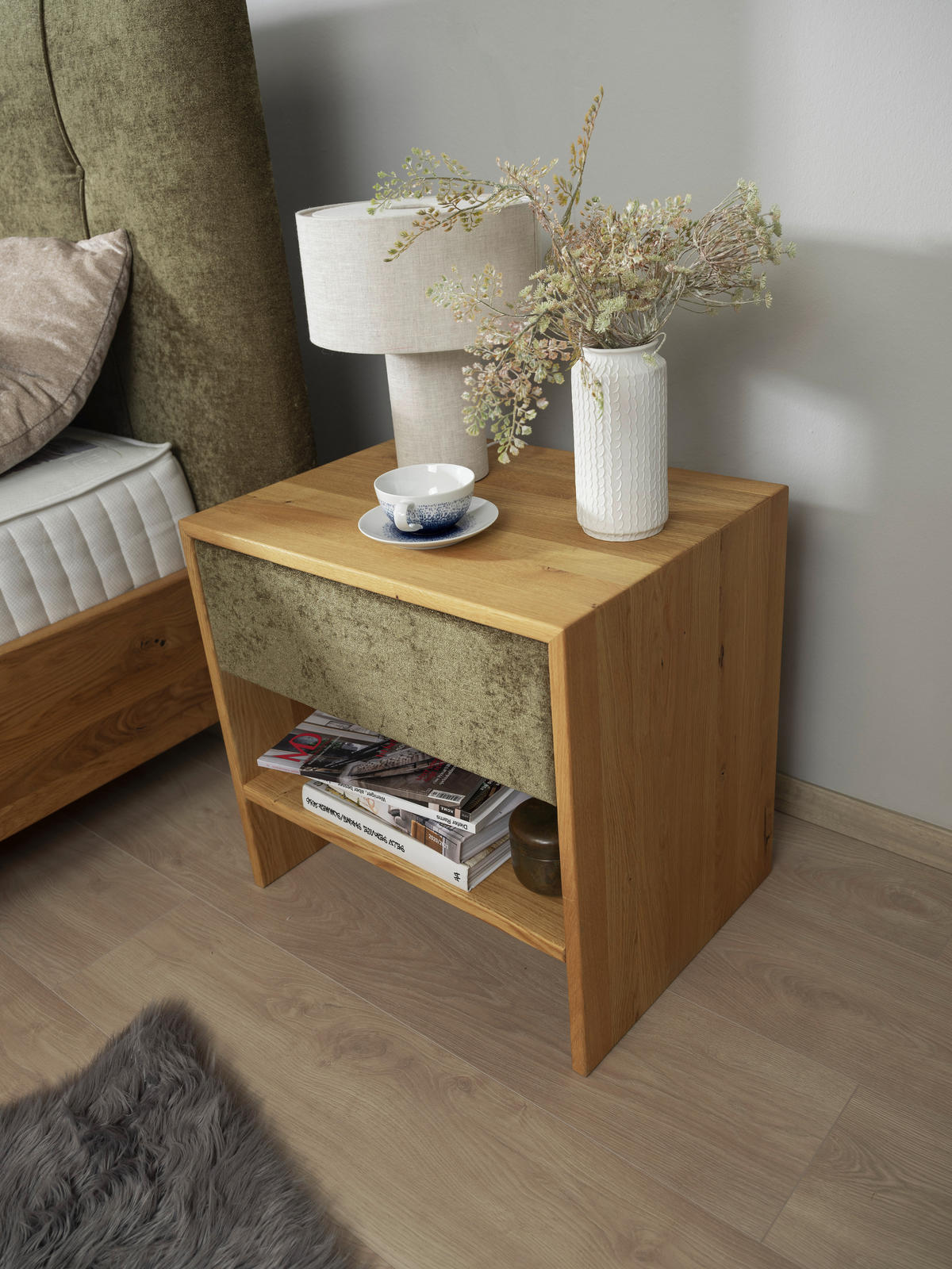 BOXSPRINGBETT 180/200 cm  in Waldgrün, Wildeiche  - Waldgrün/Wildeiche, Natur, Holz/Textil (180/200cm) - Valnatura