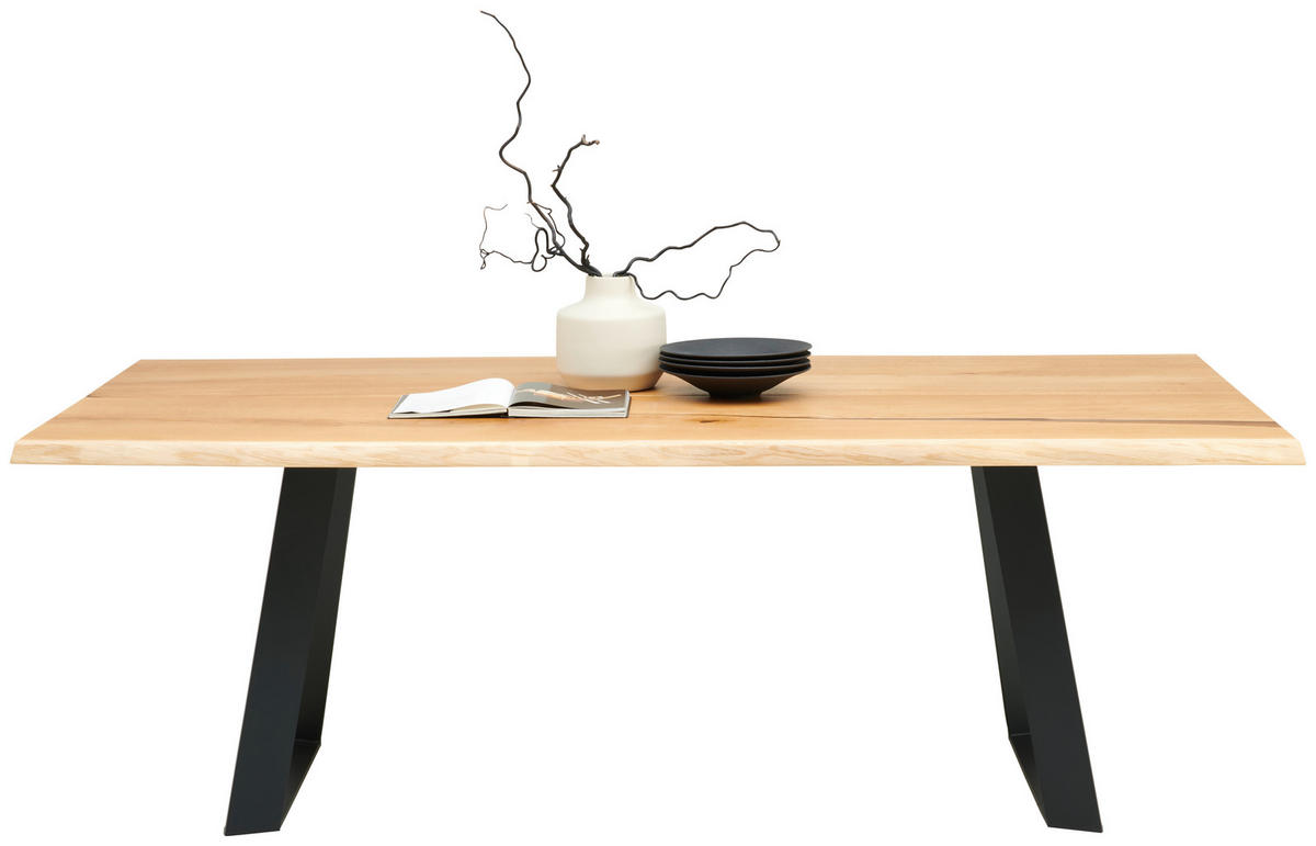 ESSTISCH in Holz, Metall 220/105/76 cm  - Eichefarben/Graphitfarben, Design, Holz/Metall (220/105/76cm) - Cassando