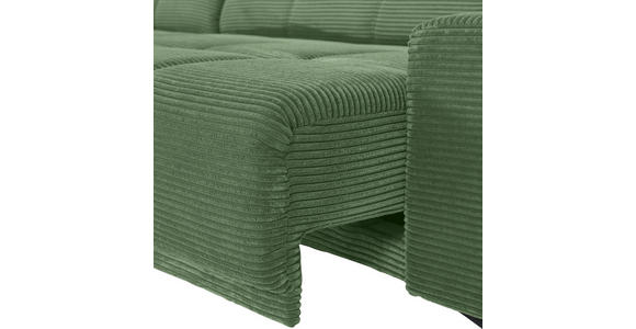 ECKSOFA Olivgrün Cord Rücken echt, Sitzvorzug  - Schwarz/Olivgrün, KONVENTIONELL, Textil/Metall (165/295cm) - Carryhome