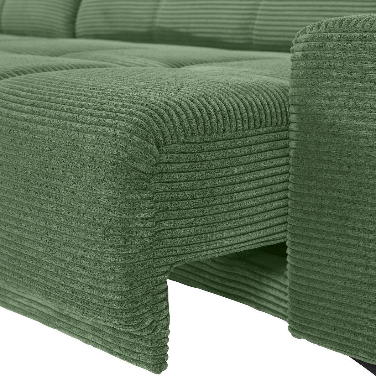 ECKSOFA in Cord Olivgrün  - Schwarz/Olivgrün, Konventionell, Textil/Metall (165/295cm) - Carryhome
