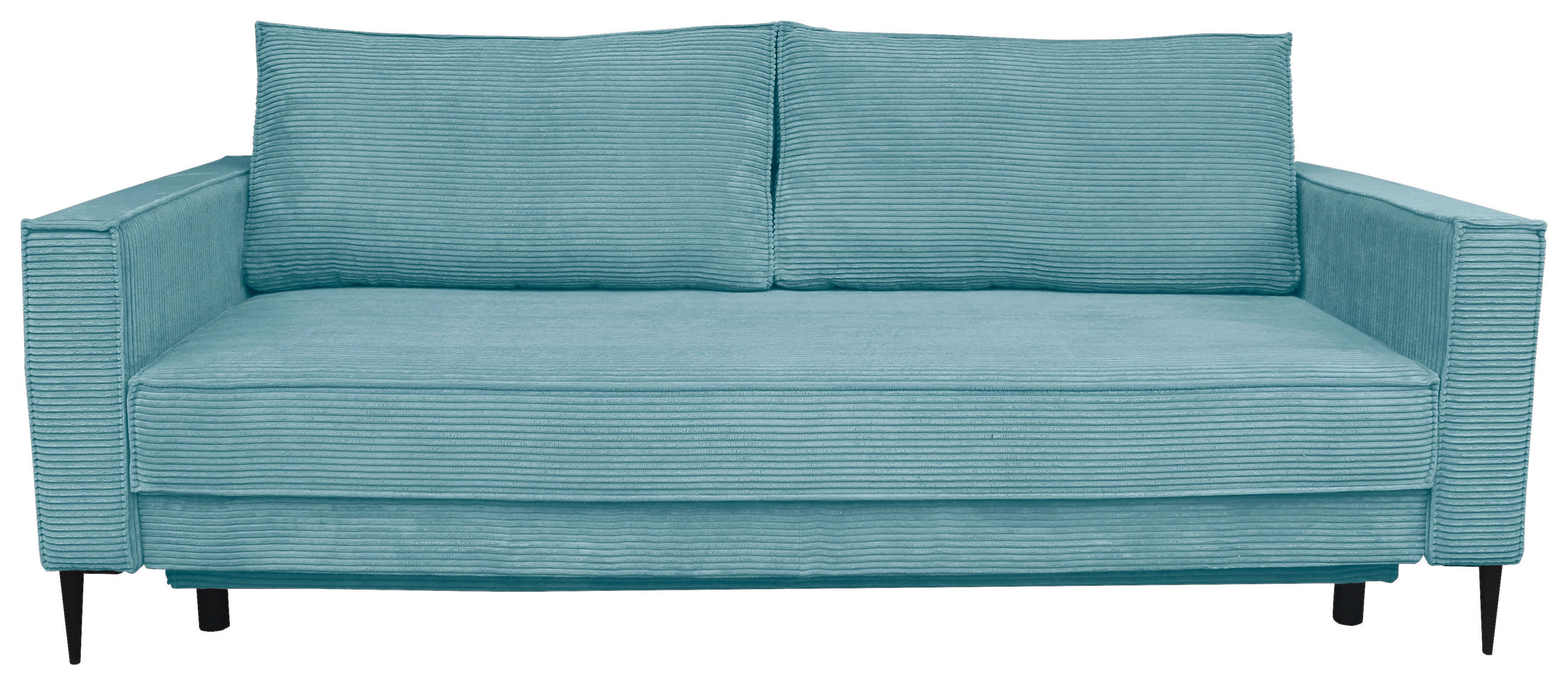 SCHLAFSOFA Cord Türkis  - Türkis/Schwarz, KONVENTIONELL, Textil/Metall (222/93/98cm) - Carryhome