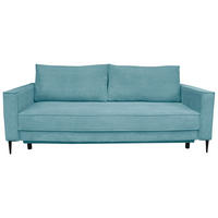 SCHLAFSOFA  mit Liegefunktion, Rücken echt, haustierfreundlicher Bezug Cord Türkis  - Türkis/Schwarz, KONVENTIONELL, Textil/Metall (222/93/98cm) - Carryhome