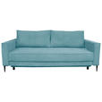 SCHLAFSOFA Cord Türkis  - Türkis/Schwarz, KONVENTIONELL, Textil/Metall (222/93/98cm) - Carryhome