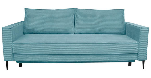 SCHLAFSOFA Cord Türkis - Türkis/Schwarz, KONVENTIONELL, Textil/Metall (222/93/98cm) - Carryhome