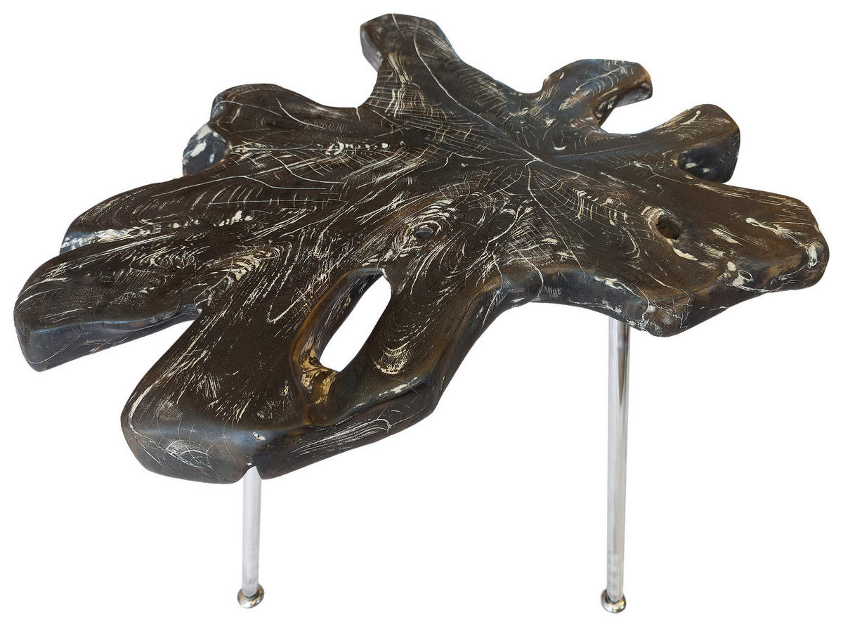 BEISTELLTISCH Unikat Teakholz massiv Schwarz, Alufarben organisch  - Alufarben/Schwarz, LIFESTYLE, Holz/Metall (75/50/50cm) - Landscape
