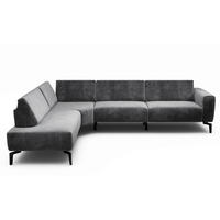 ECKSOFA Cosy Anthrazit Samt  - Anthrazit/Schwarz, Design, Textil/Metall (213/296cm) - SENSOO