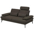 2,5-SITZER  in Echtleder Graubraun   - Graubraun/Schwarz, Design, Leder/Metall (196/86/104cm) - Dieter Knoll