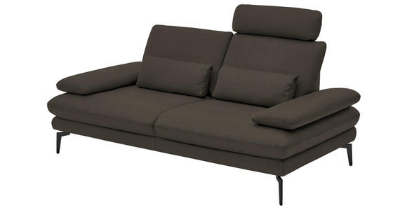 2,5-SITZER  in Echtleder Graubraun   - Graubraun/Schwarz, Design, Leder/Metall (196/86/104cm) - Dieter Knoll