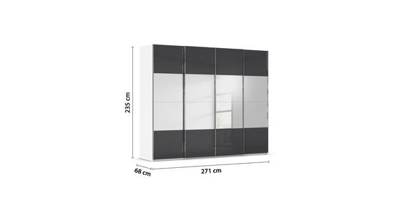 SCHWEBETÜRENSCHRANK  in Schwarz, Weiß  - Chromfarben/Schwarz, Design, Glas/Holzwerkstoff (271/235/68cm) - Novel