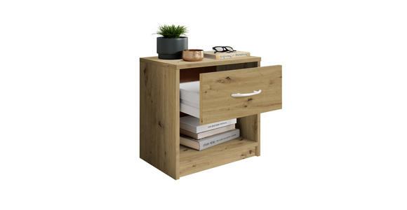 NACHTKÄSTCHEN 39/41/28 cm  in Eiche Artisan  - Alufarben/Eiche Artisan, KONVENTIONELL, Holzwerkstoff/Kunststoff (39/41/28cm) - Carryhome