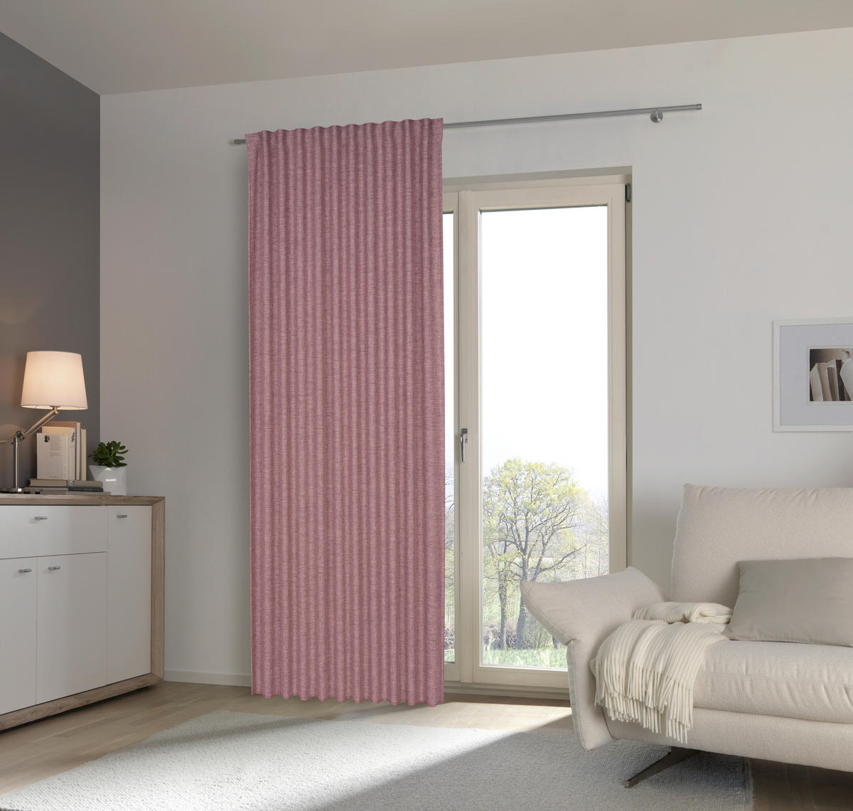 KÉSZFÜGGÖNY részben fényzáró  - mályva, Basics, textil (140/245cm) - Esposa