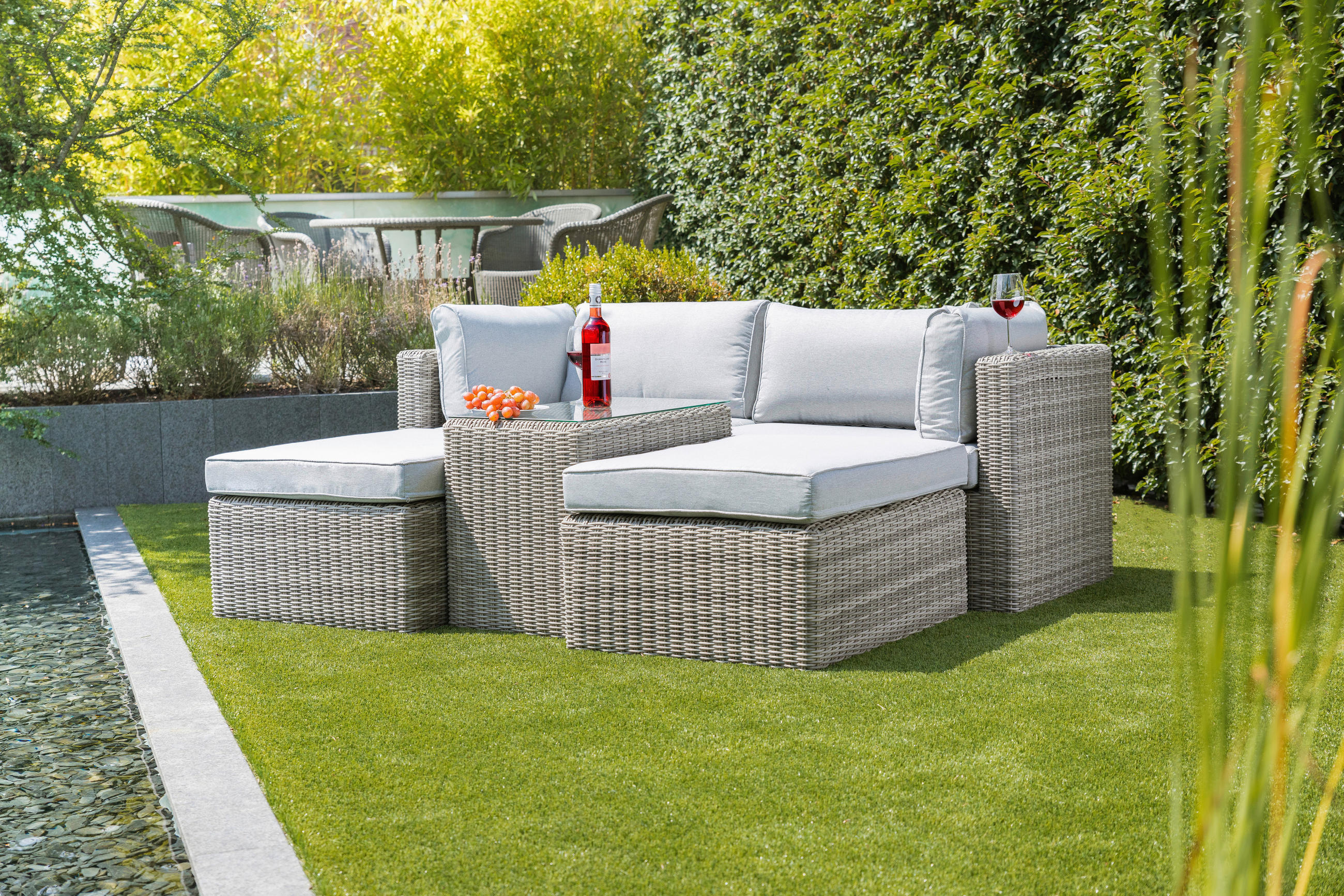 LOUNGEGARNITUR   93/65/71 cm Stahl  - Grau, Basics, Glas/Textil (93/65/71cm) - Gardenson