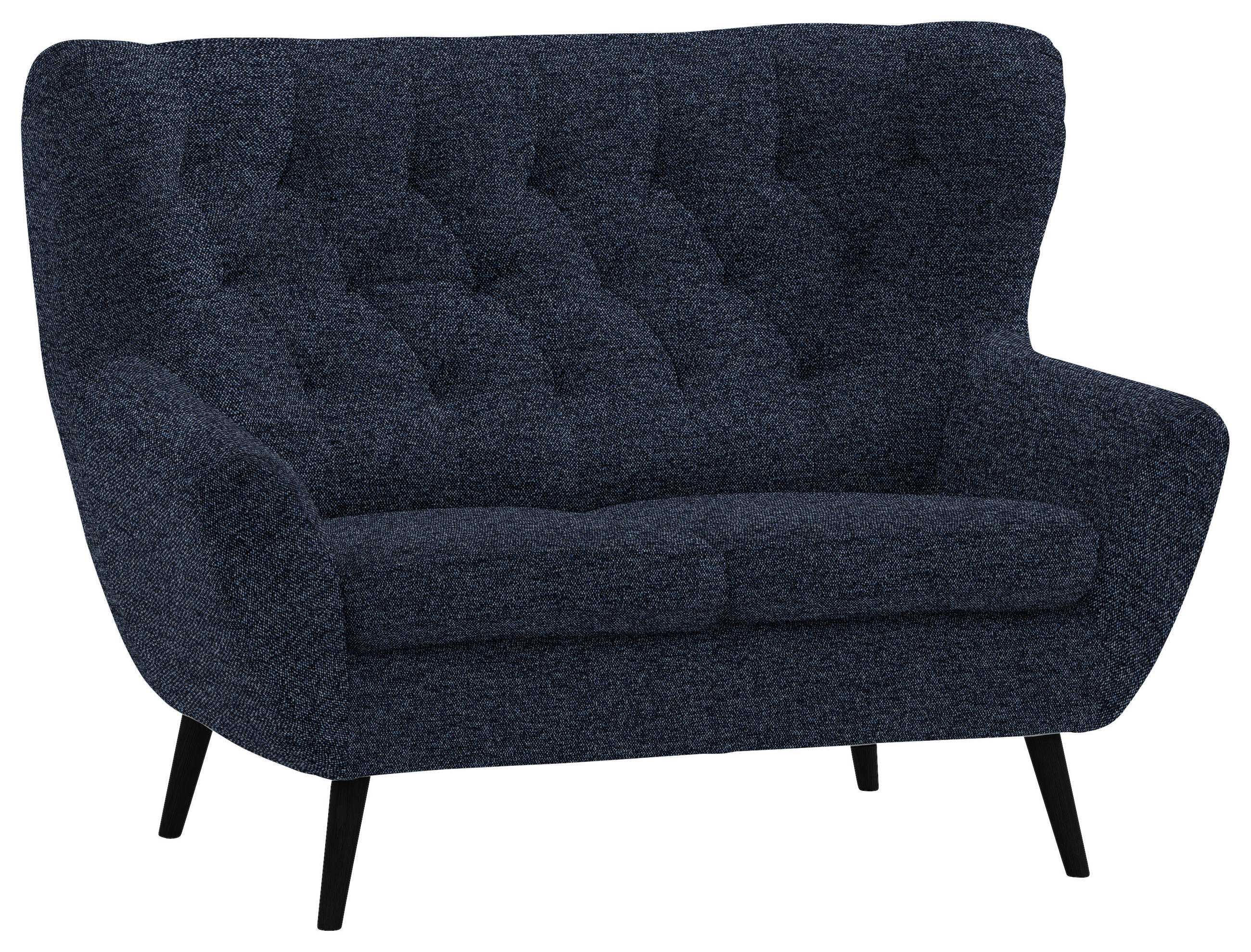 2-SITZER-SOFA Skagen in Webstoff Dunkelblau  - Schwarz/Dunkelblau, Design, Holz/Textil (137/101/95cm) - Stylife