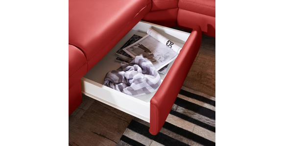 ECKSOFA in Echtleder Rot  239/271 cm  - Rot/Alufarben, Design, Leder/Metall (239/271cm) - Cantus