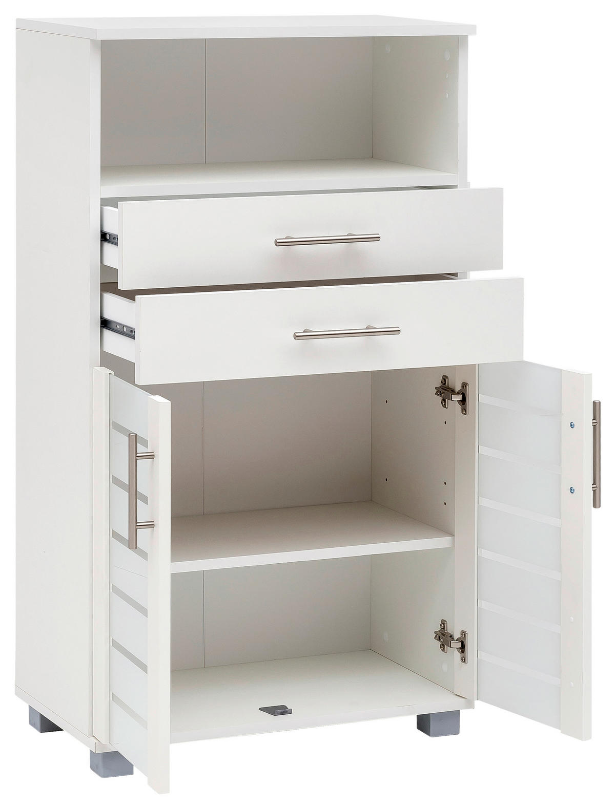 MIDISCHRANK 59,8/110,5/32,6 cm  - Edelstahlfarben/Silberfarben, MODERN, Glas/Holzwerkstoff (59,8/110,5/32,6cm) - MID.YOU