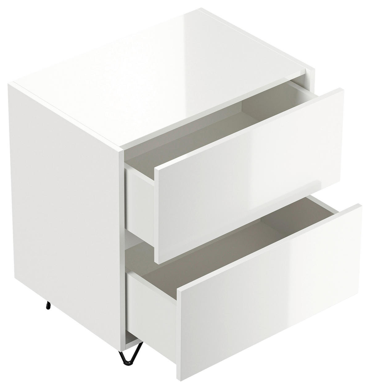 NACHTTISCH 61,2/65/42 cm  - Weiß Hochglanz/Schwarz, Basics, Holzwerkstoff/Metall (61,2/65/42cm) - MID.YOU