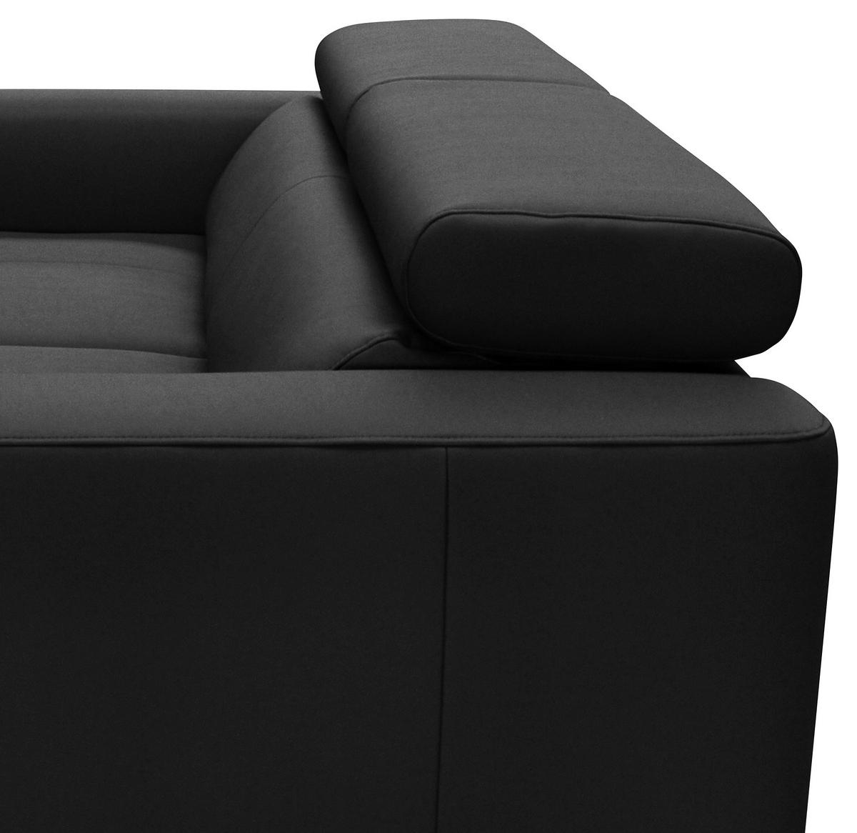 SCHLAFSOFA Schwarz Echtleder Lederlook  - Silberfarben/Schwarz, Design, Leder/Textil (206/95/101cm) - Livetastic