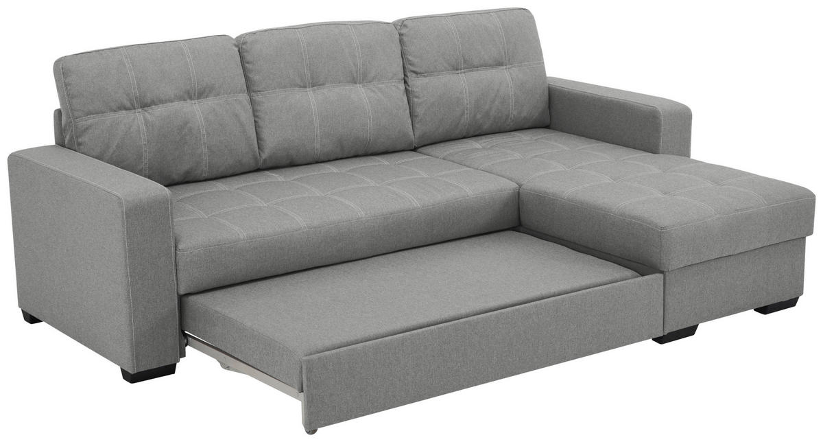 ECKSCHLAFSOFA  mit Mikrofaser Grau  - Schwarz/Weiß, Design, Kunststoff/Textil (240/160cm) - Livetastic