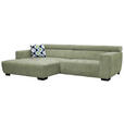 ECKSOFA in Webstoff Olivgrün  182/279 cm  - Schwarz/Olivgrün, KONVENTIONELL, Textil/Metall (182/279cm) - Hom`in
