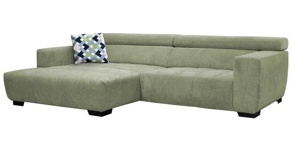 ECKSOFA in Webstoff Olivgrün  182/279 cm  - Schwarz/Olivgrün, KONVENTIONELL, Textil/Metall (182/279cm) - Hom`in