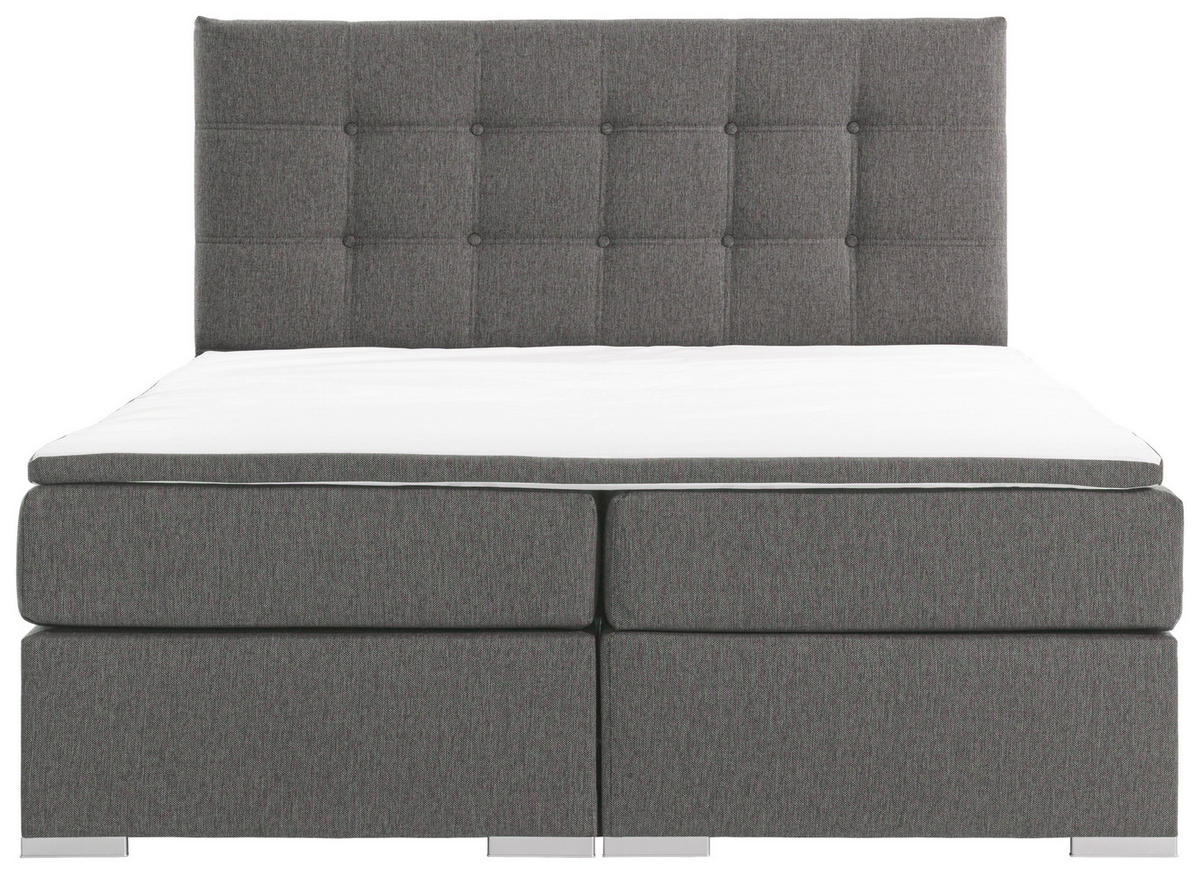 BOXSPRINGBETT 160/200 cm  in Hellgrau  - Silberfarben/Hellgrau, MODERN, Textil (160/200cm) - MID.YOU
