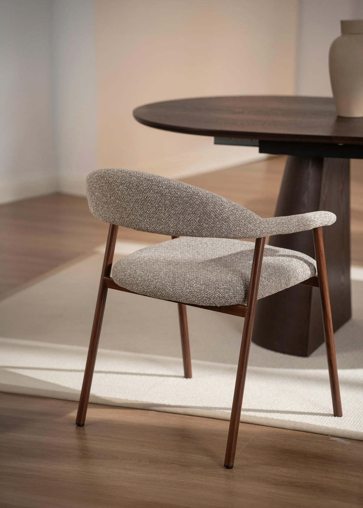 ARMLEHNSTUHL  in Eisen Bouclé  - Eichefarben/Beige, Basics, Holz/Textil (59/75/62cm) - Livetastic