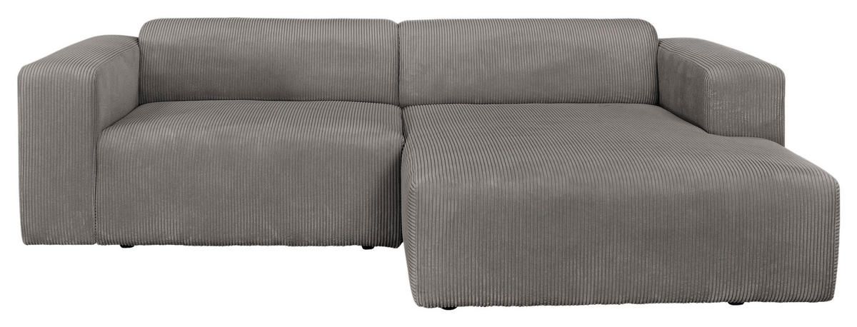 ECKSOFA BASMA in Cord Mokka  298/175 cm  - Schwarz/Mokka, Design, Kunststoff/Textil (298/175cm) - P & B