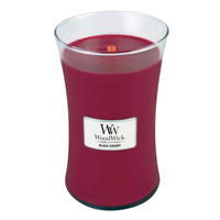 DIŠEČA SVEČA - vinsko rdeča, Basics, steklo/les (10/18/10cm) - WoodWick